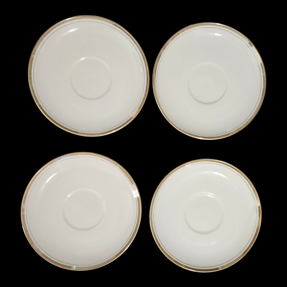 Royalton China Co Japan Translucent Porcelain Gold Trim Saucers Set of 4 - Picture 3 of 6